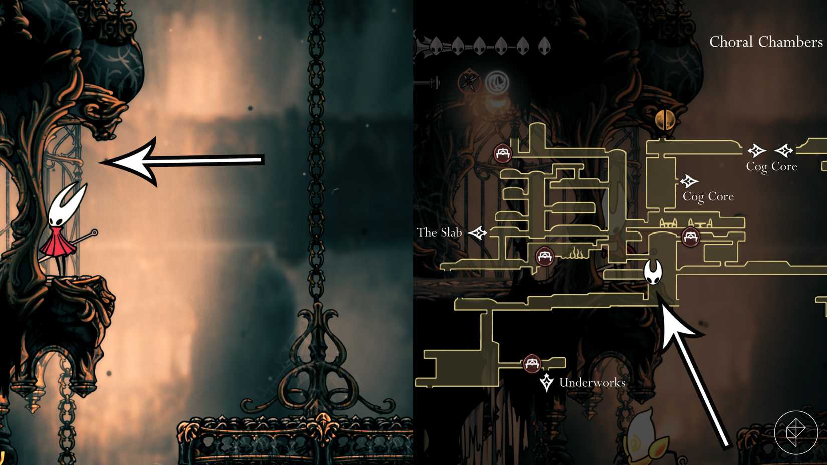 खोखले नाइट में जुबिलाना के स्थान का मार्ग: सिल्क्सॉन्ग।