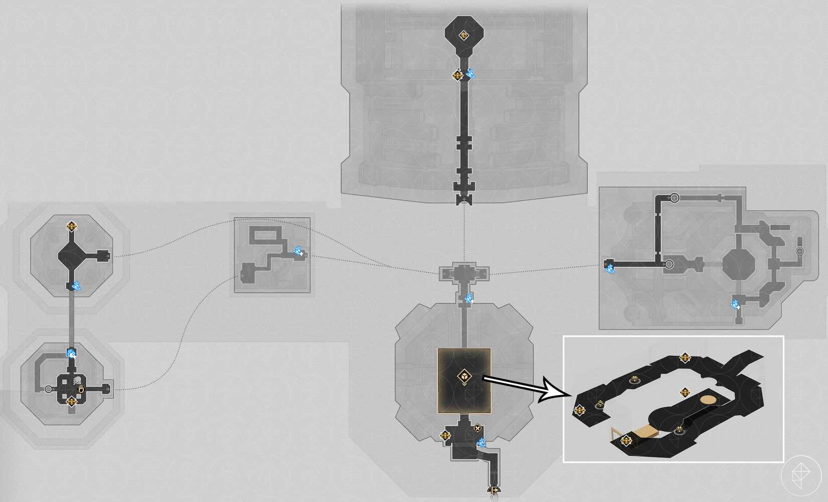A map of the upper level of the 