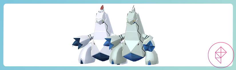 पोकेमोन गो में अपने चमकदार रूप के साथ ड्यूरलुडन। चमकदार Duraludon सफेद लहजे के साथ एक गहरा ग्रे है।