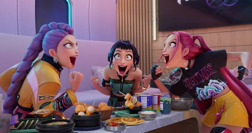 The KPop Demon Hunters scream about eating ramen
