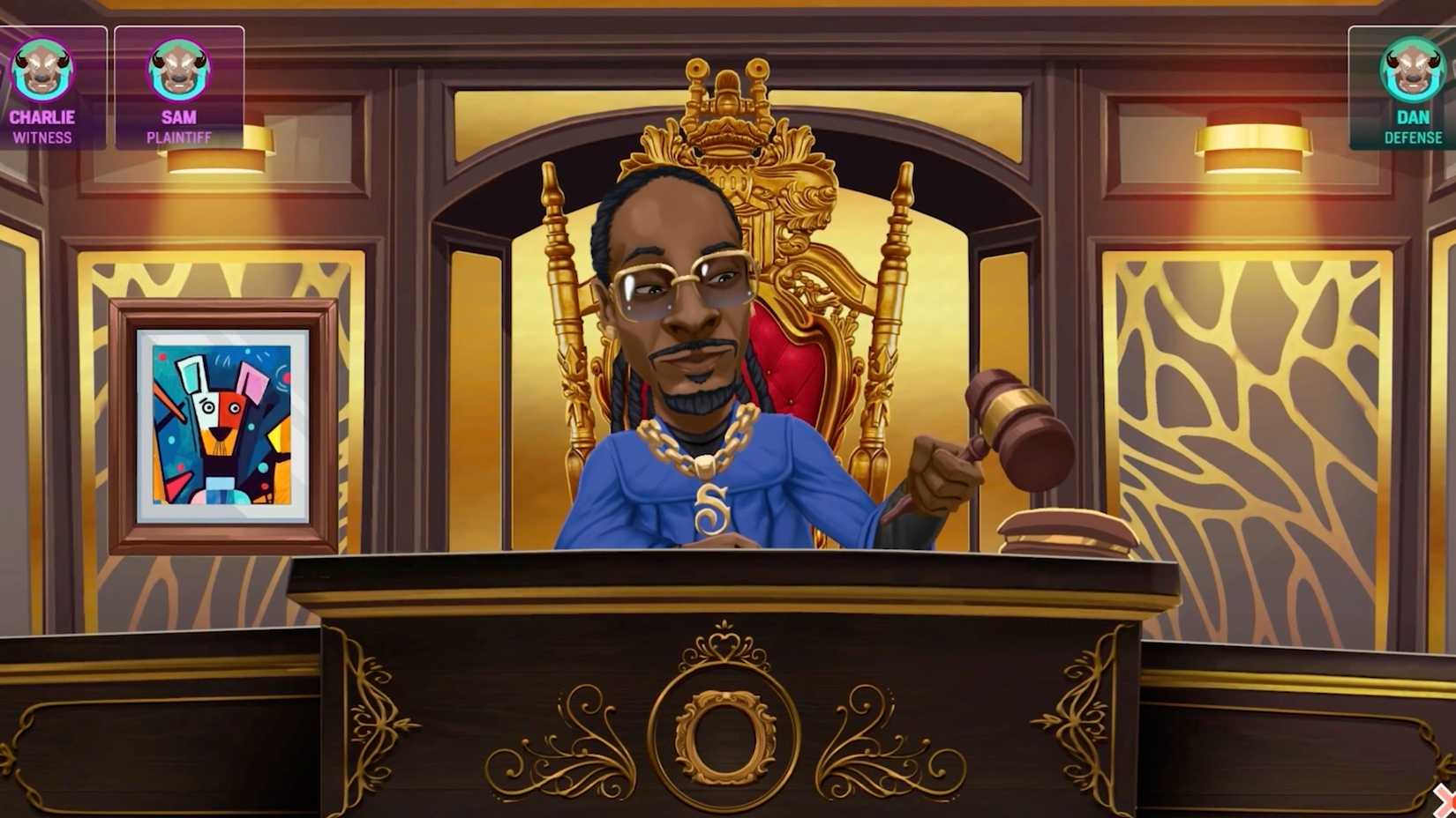 A screenshot from Courtroom Chaos: Starring Snoop Dogg