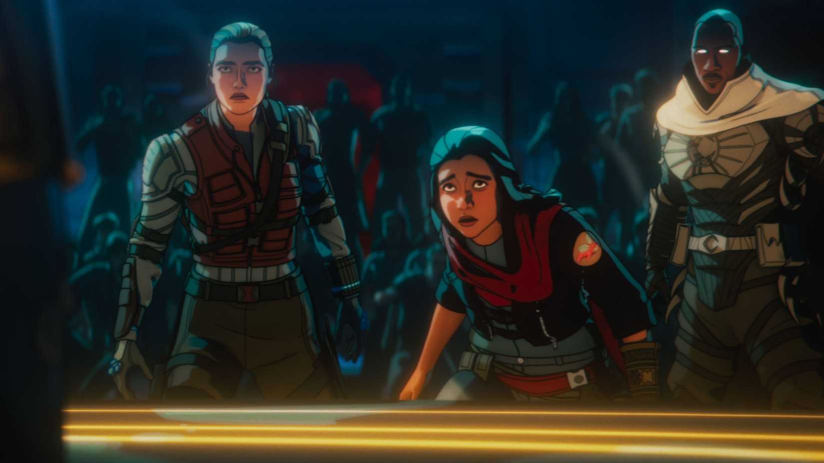 Kamala Khan, Yelena Belova, and Blade Knight in Marvel Zombies