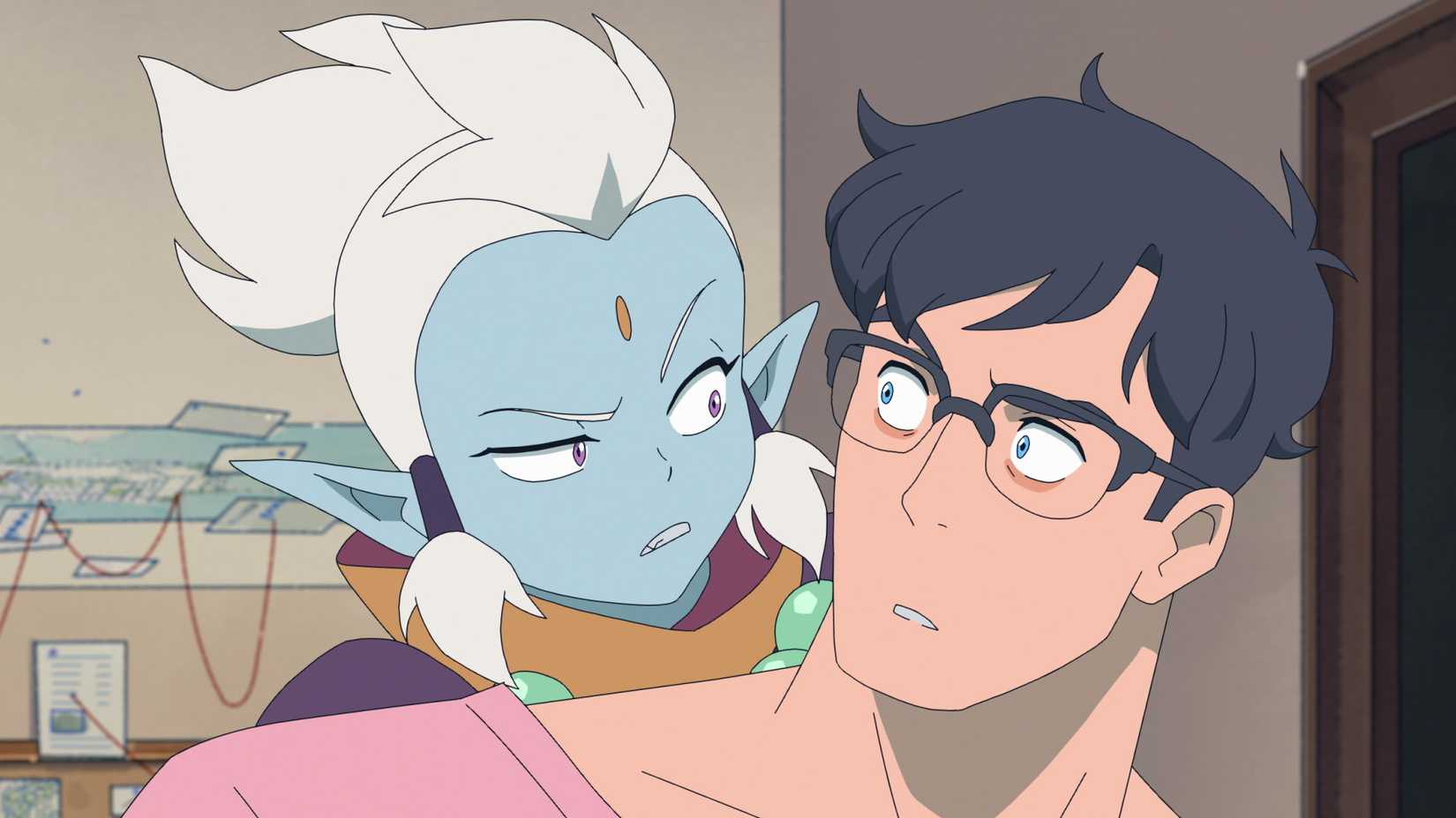 Mister Mxyzptlk looks over Clark Kent's shoulder in My Adventures with Superman