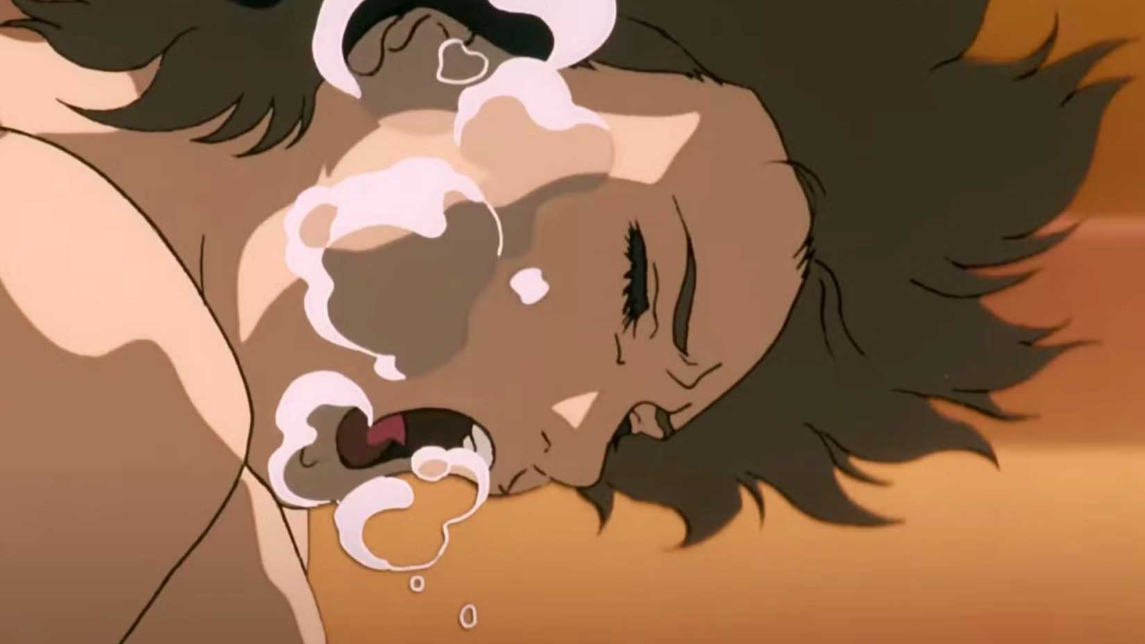 perfect blue movie still: girl screams while underwater in her bathtub