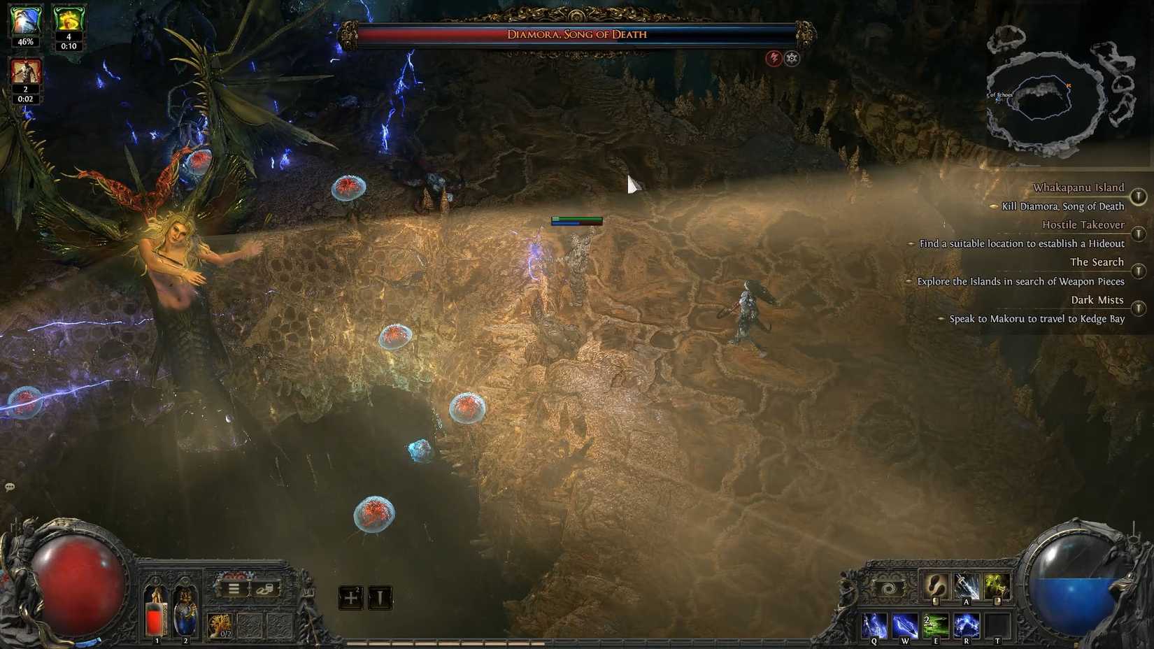 Exile screen path 2 showing the second phase of the fight against Diamora, Song of Death