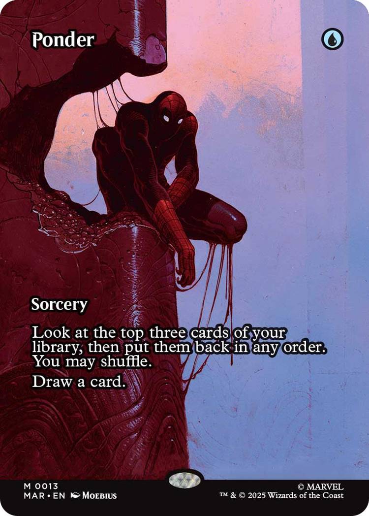 Ponder Magic card with Spider-Man art