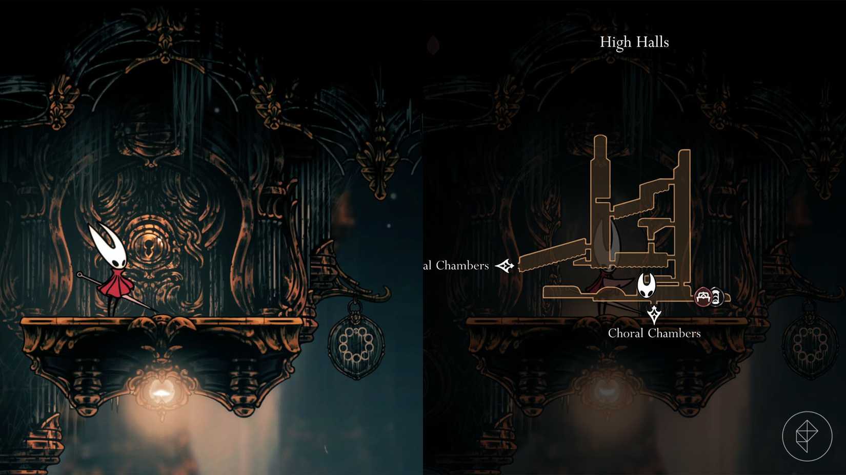 Hornet standing by a locked door for a room full of rosaries in Hollow Knight: Silksong.