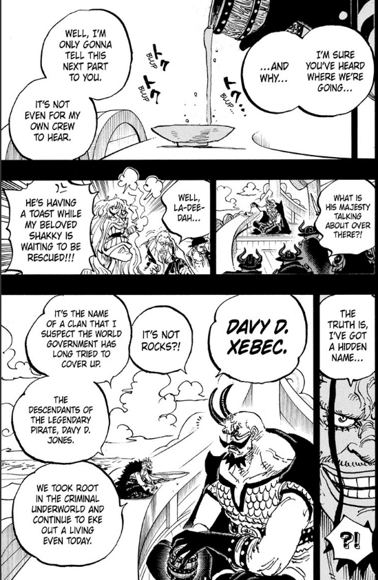 Rocks D Xebec revealing his hidden name from One Piece Chapter 1159 Manga