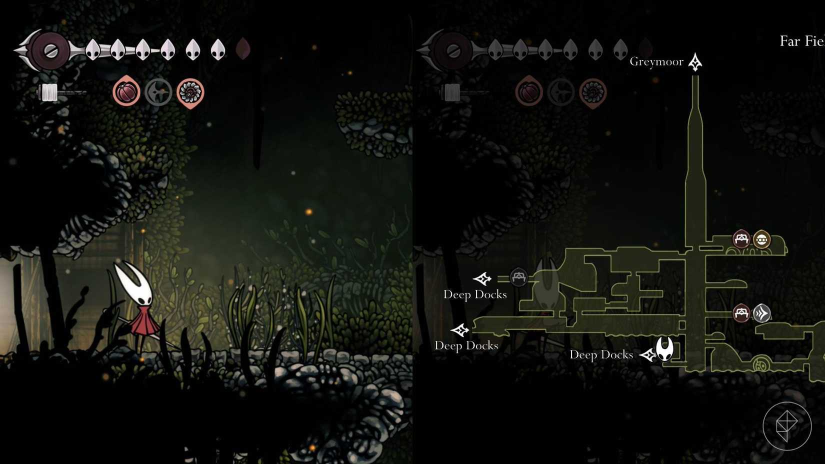 The Far Fields entrance to the Deep Docks in Silksong