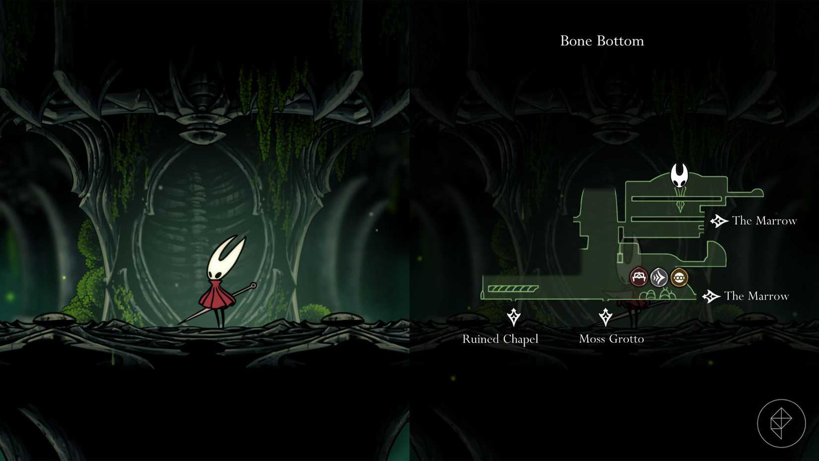 Hornet standing in front of an opening in the wall in Hollow Knight: Silksong.