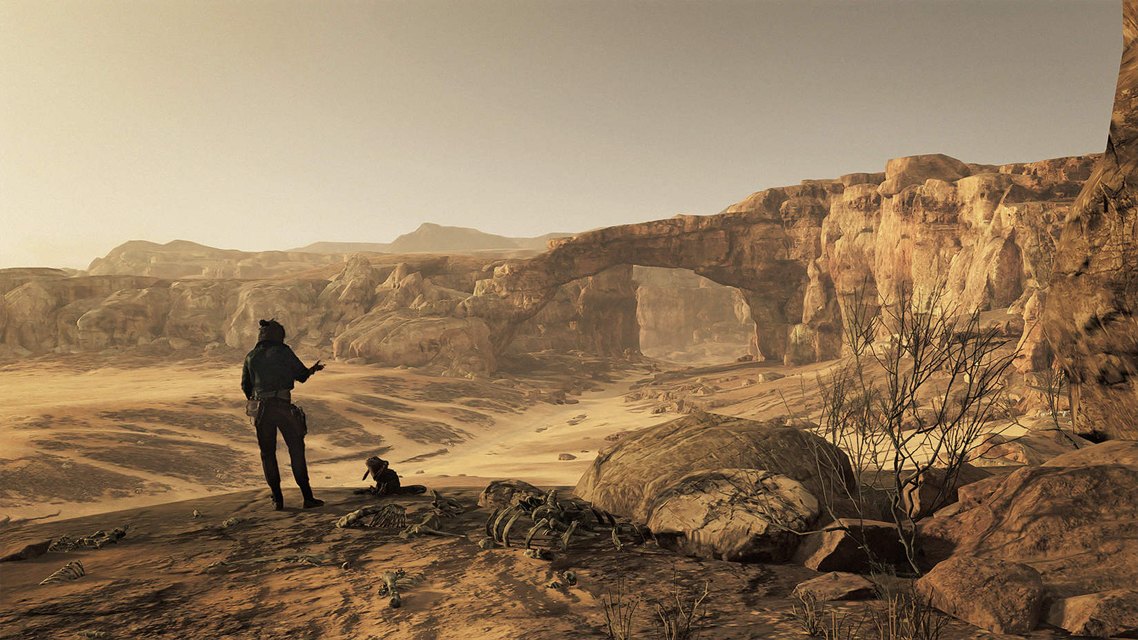 Kay and Nix stand on a ledge in Tatooine in Star Wars Outlaws on Switch 2
