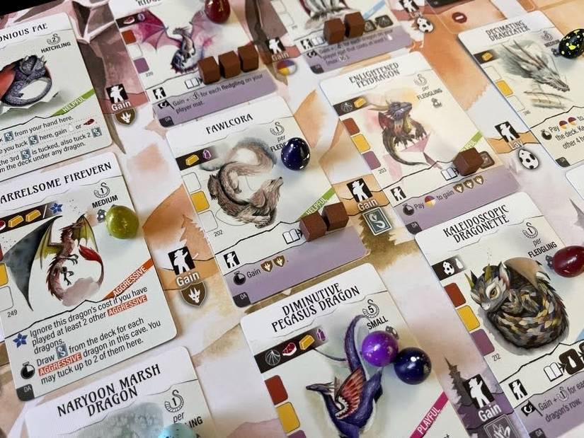 A player board from Wyrmspan Dragon Academy expansion