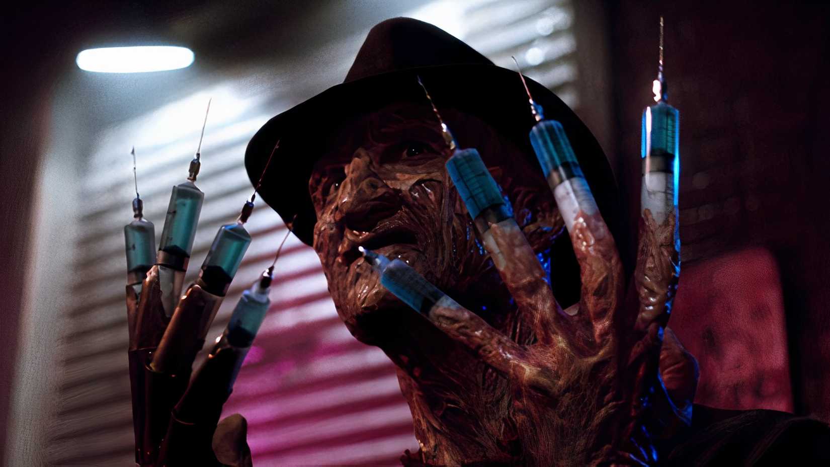Freddy shows off his syringe fingers in A Nightmare on Elm Street 3: Dream Warriors