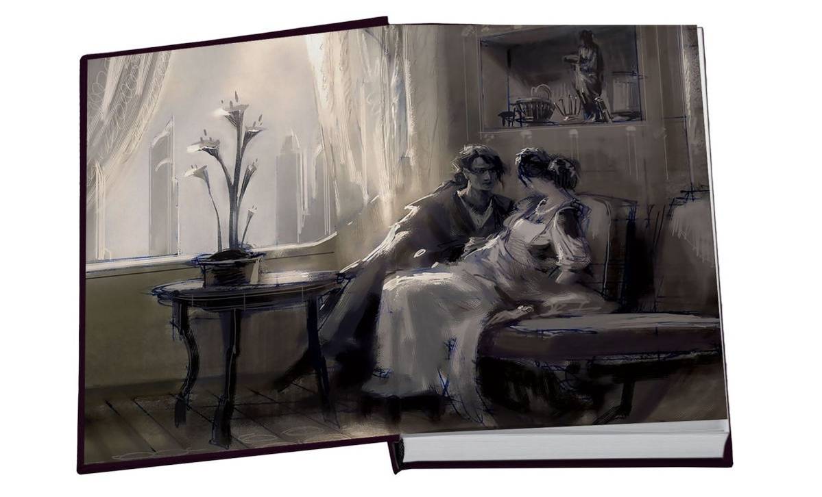 Arte interna de Anakin e Padme da edição comentada de Revenge of the SIth