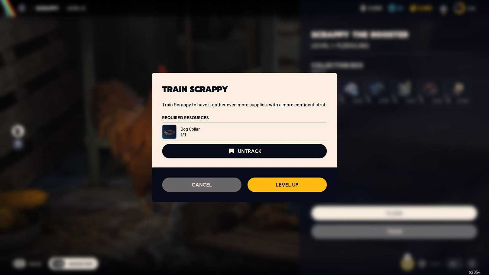 The pop-up when you train Scrappy in Arc Raiders.