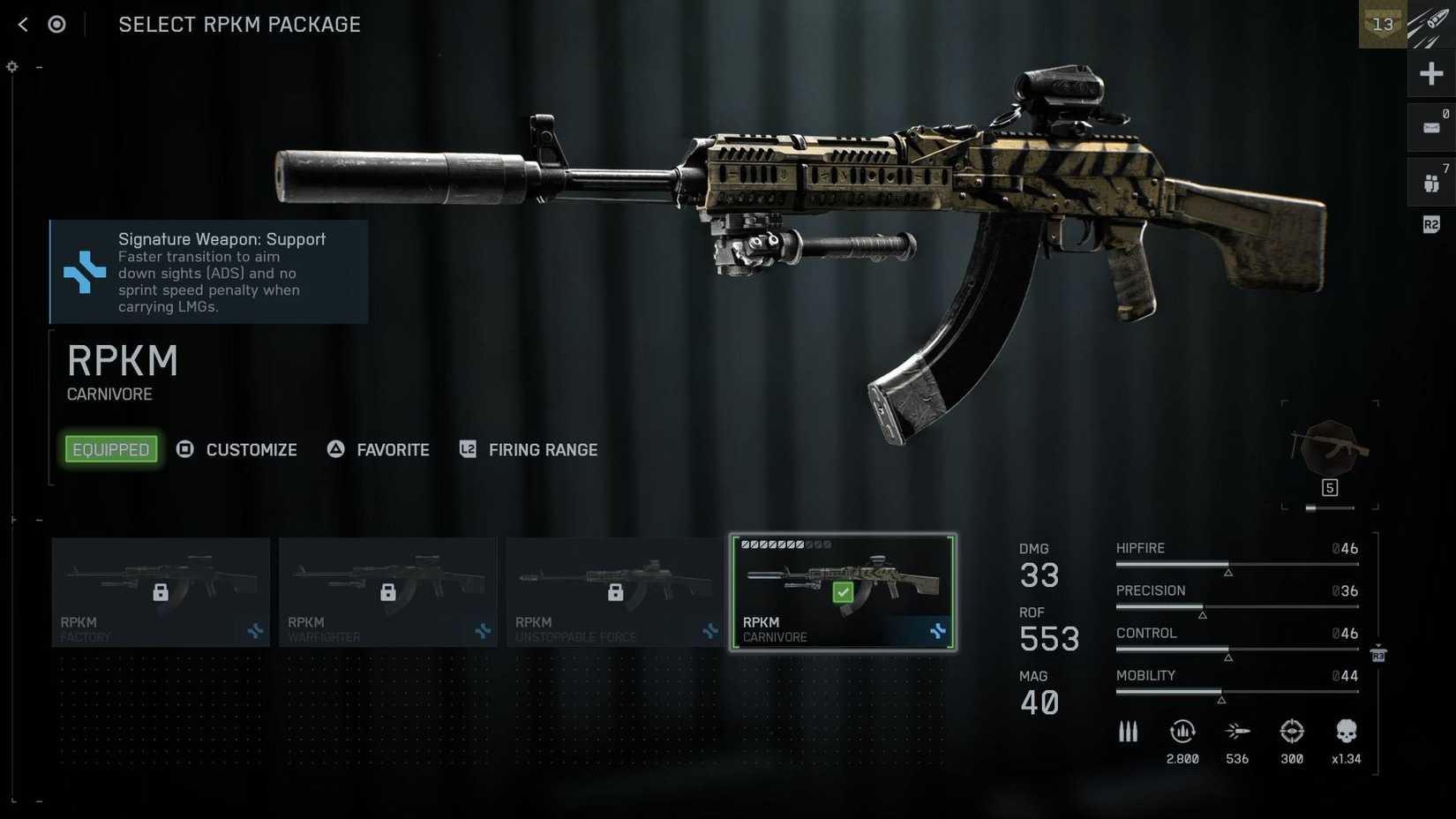 The RPKM in the menus of Battlefield 6.
