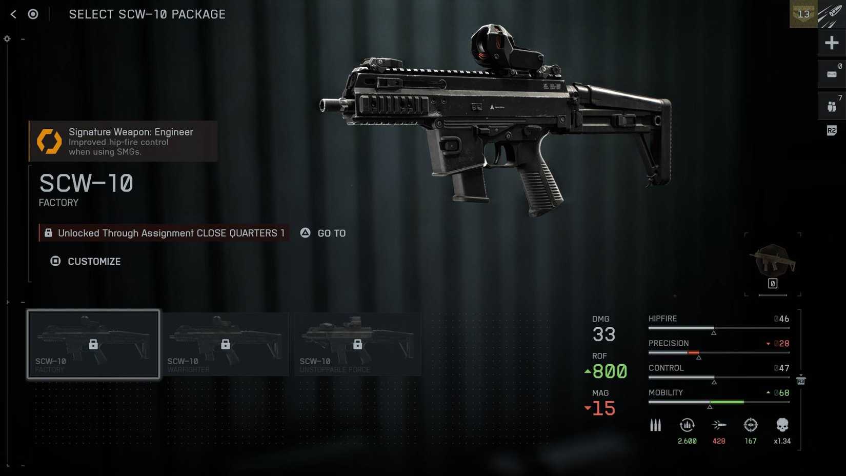 The SCW-10 in the menus of Battlefield 6.