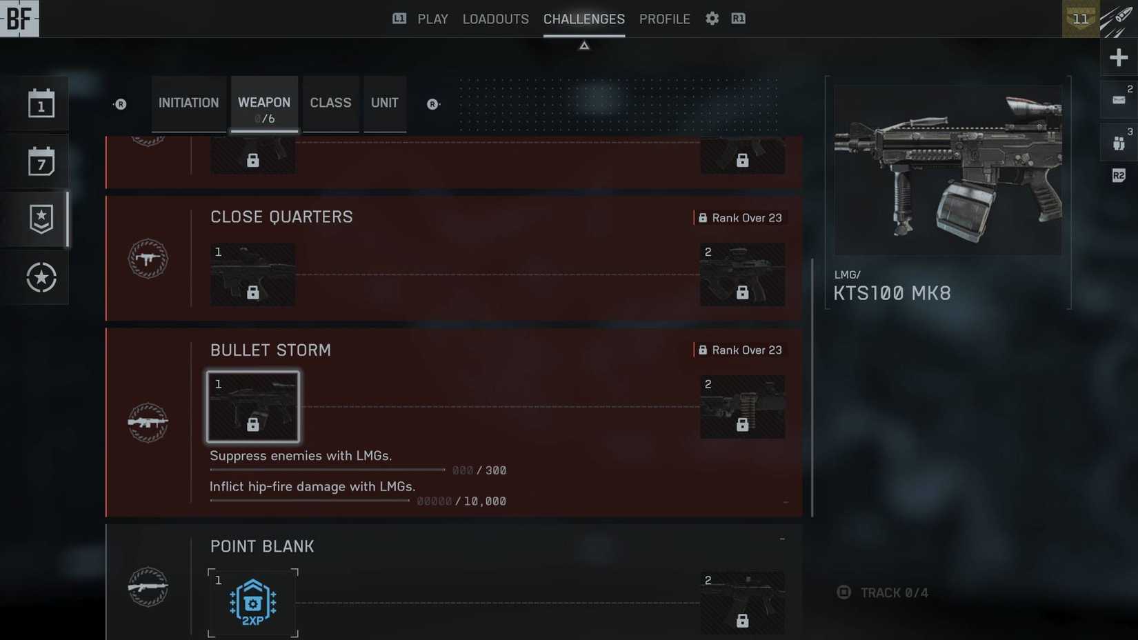The LMG challenge in the menus in Battlefield 6.