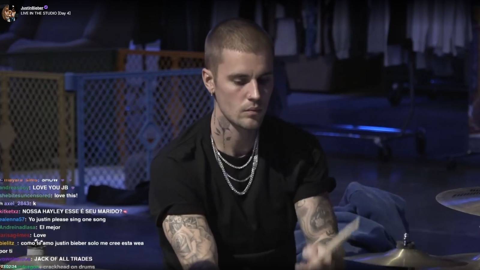 Justin Bieber immersed in his music