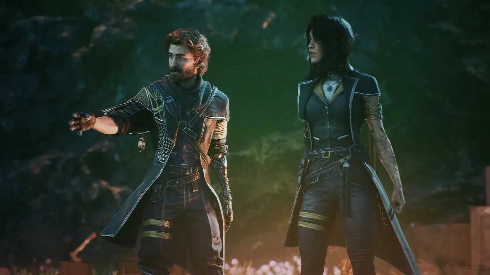 Gustave and Lune stand dramatically in key art for Clair Obscur Expedition 33