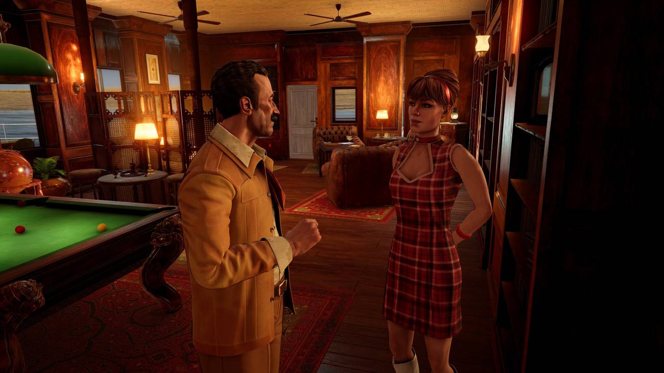 Poirot interviewing a subject in Death on the Nile