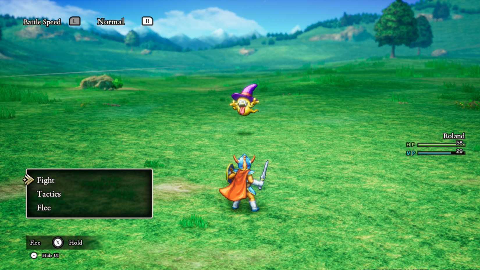 顯示戰鬥畫面的《勇者鬥惡龍 1 HD-2D 重製版》截圖