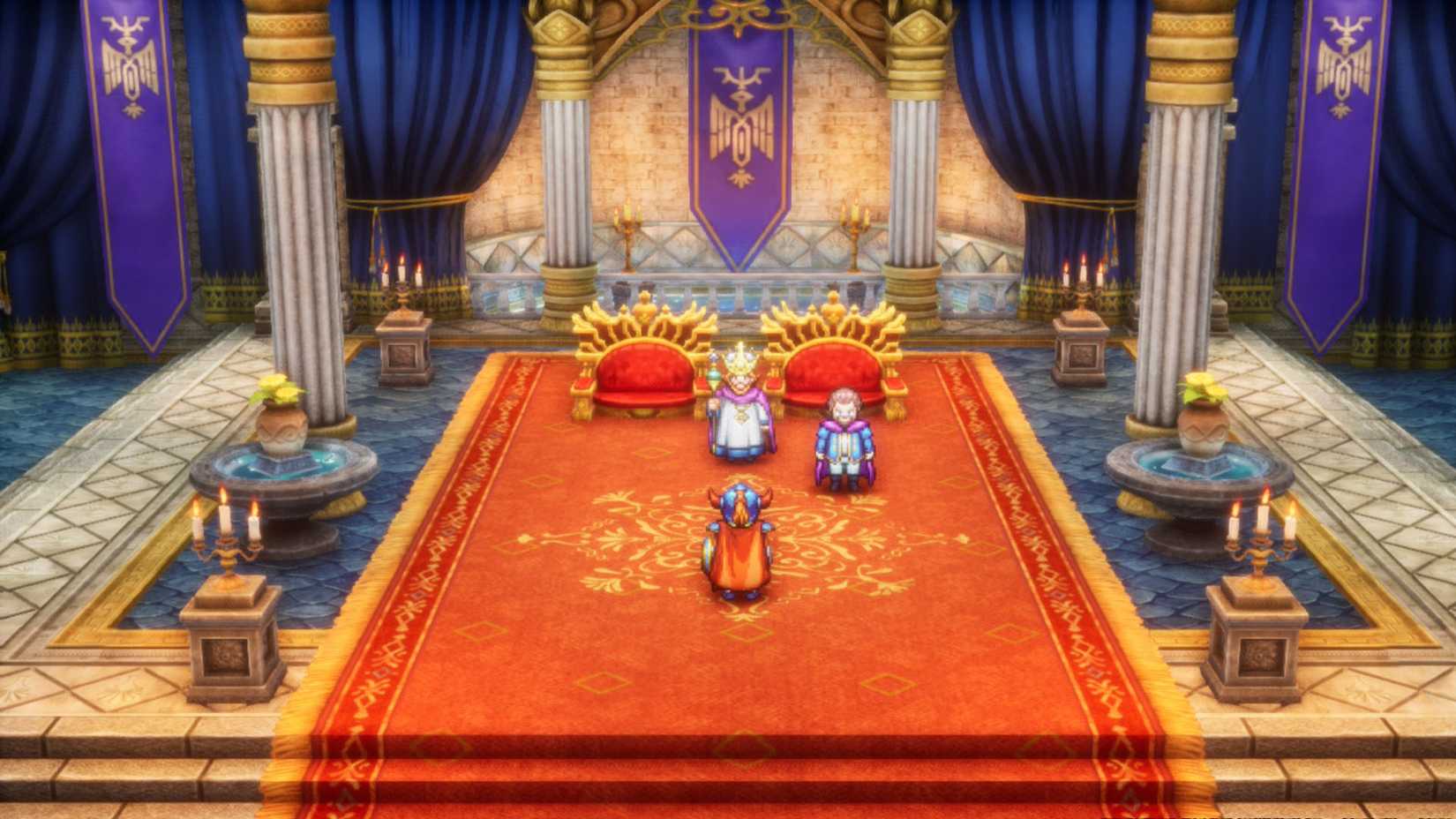 A Dragon Quest 1 HD-2D Remake screenshot showing the Hero talking to the king