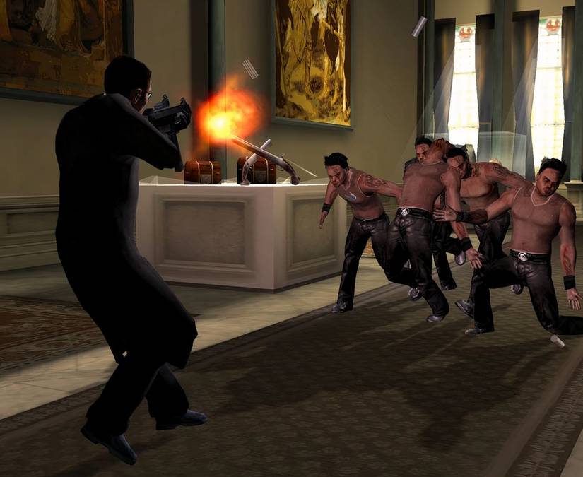 A man shoots a group of men in