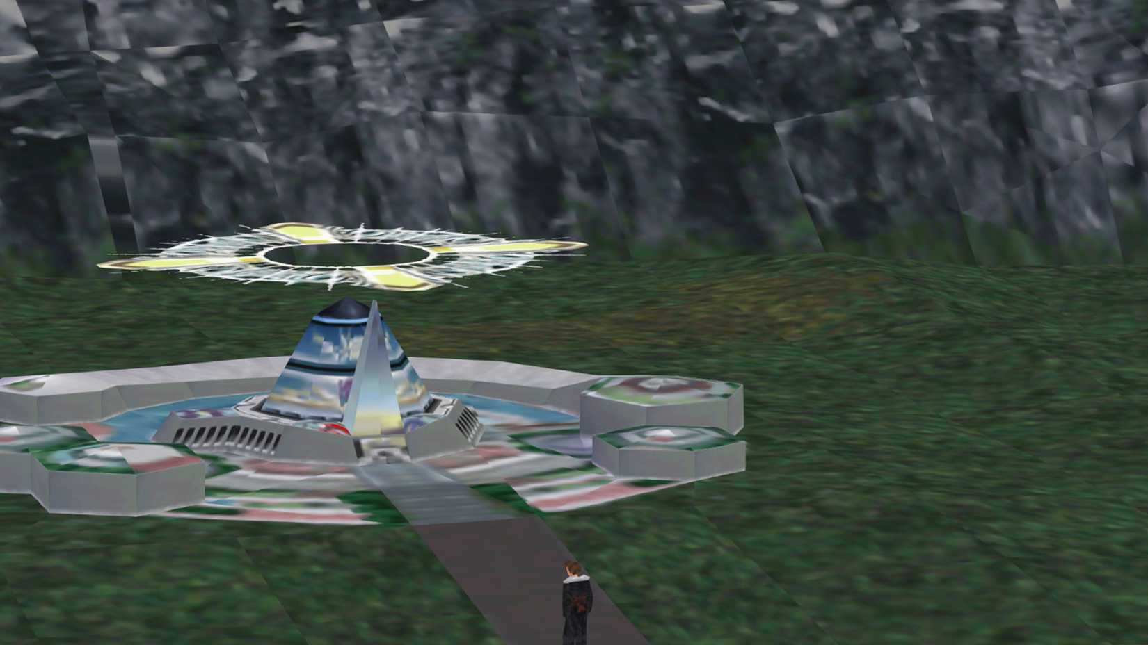 A Final Fantasy 8 screenshot showing Balamb Garden and Squall on the world map