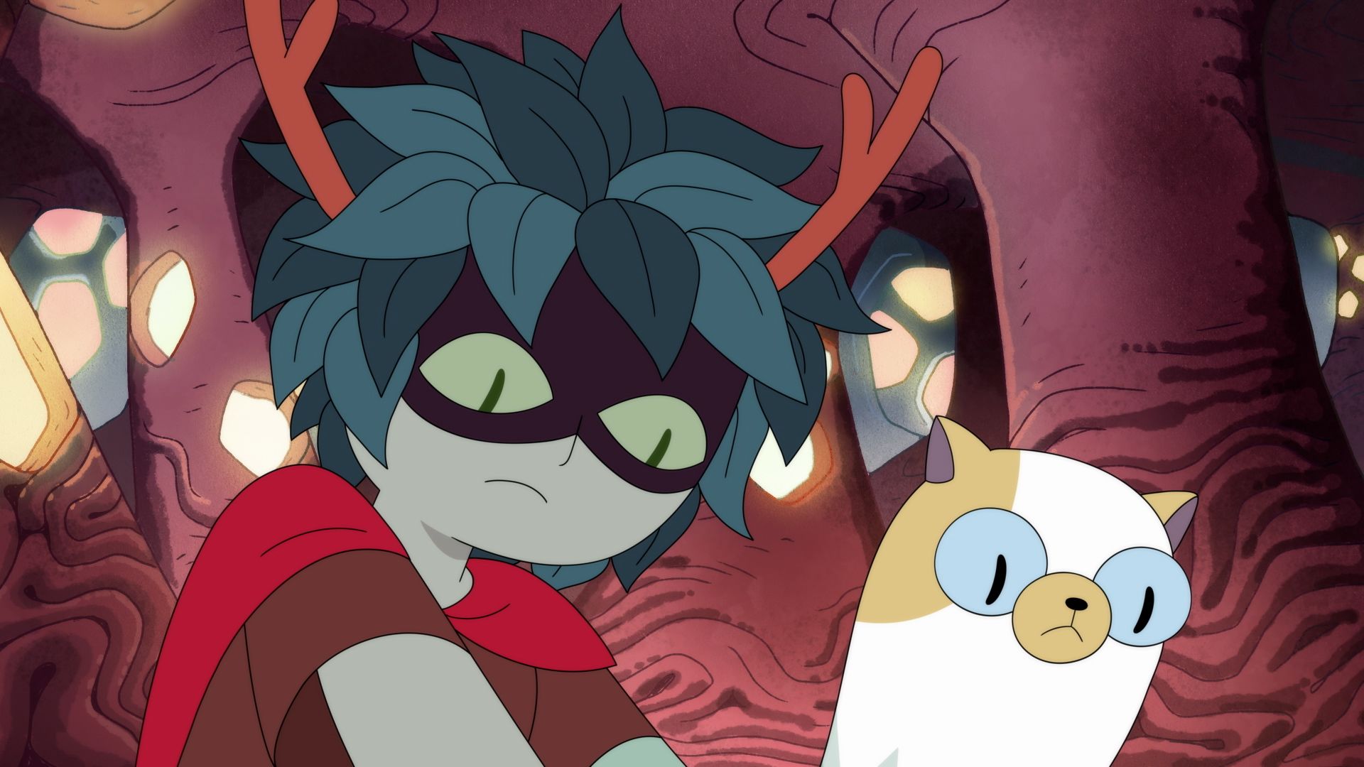 Huntress Wizard and Cake investigating something.