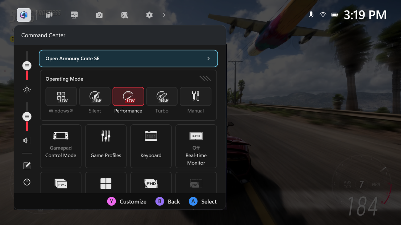 Xbox Ally 界面重疊 重疊 覆蓋 5 個 Horizo​​​​n Horizo​​​​nte，硬件選項可見