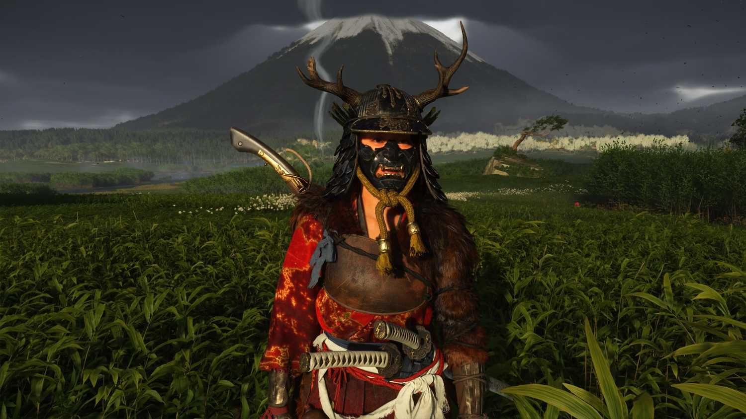 Atsu wearing Jin Sakai's helmet in Ghost of Yotei.