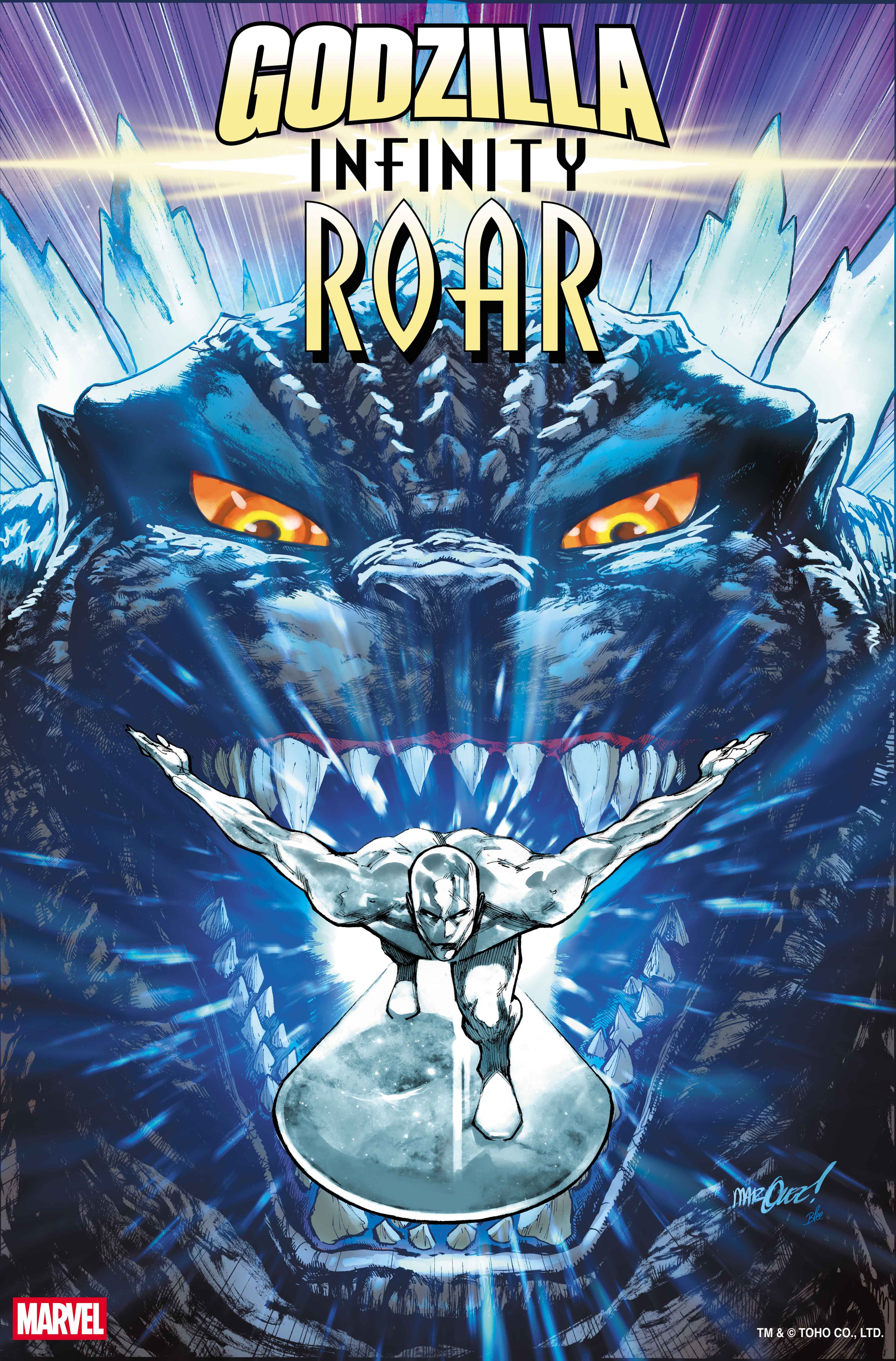 Foil variant: Godzilla chasing the Silver Surfer — Godzilla: Infinity Roar