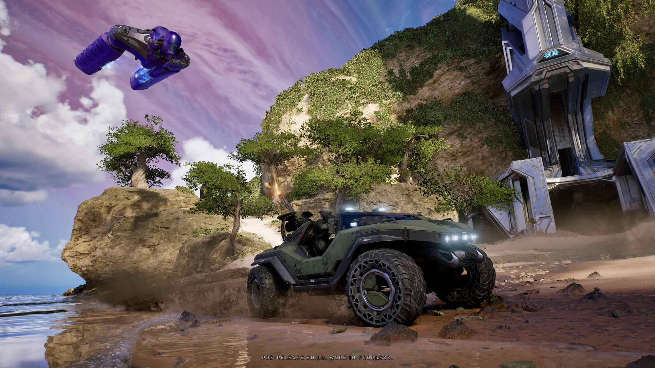 Master Chief drives a Warthog in Silent Cartographer in Halo Campaign Evolved Halo CE Remake