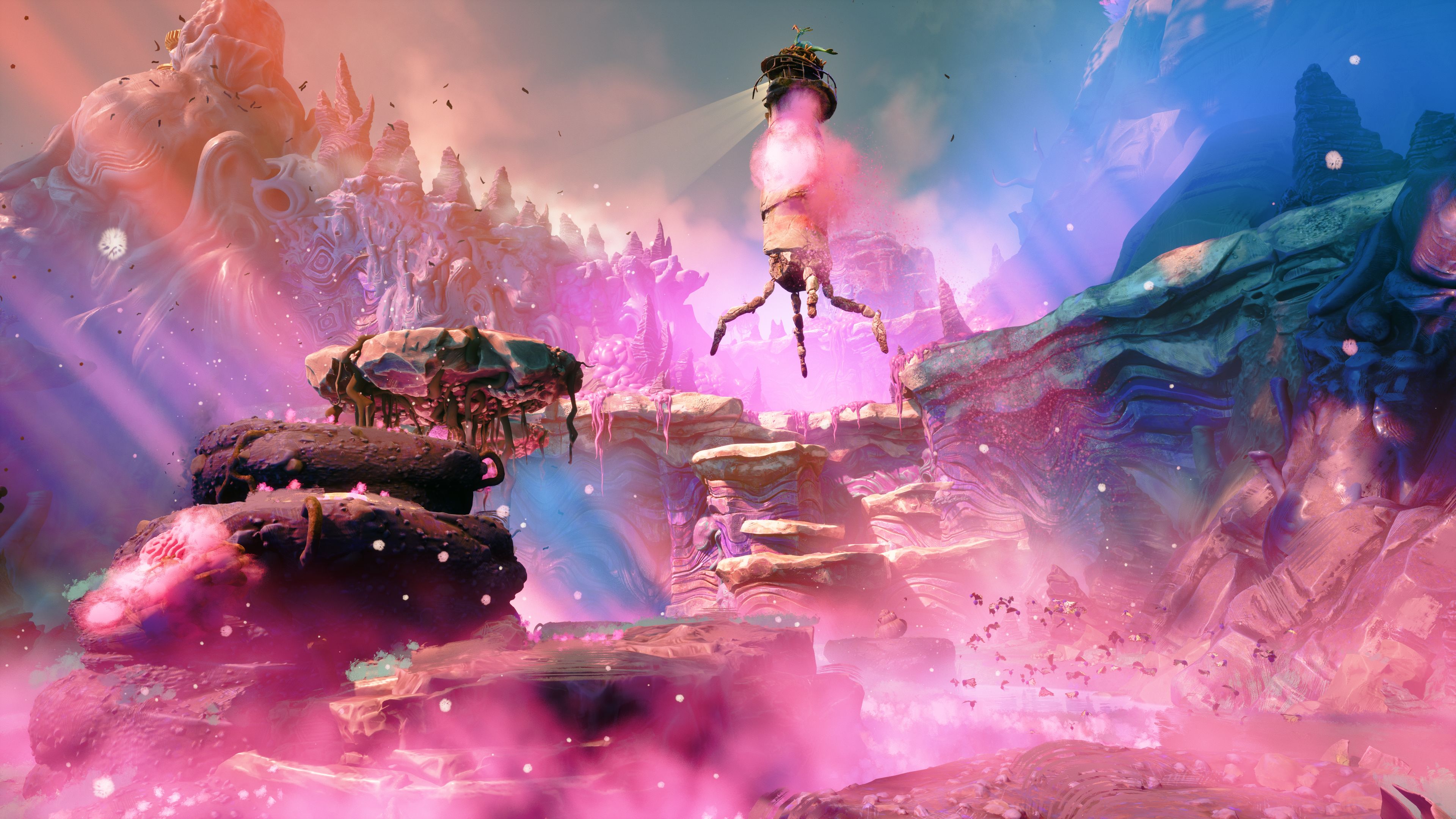 The lighthouse uses pink mist to float around in Keeper.