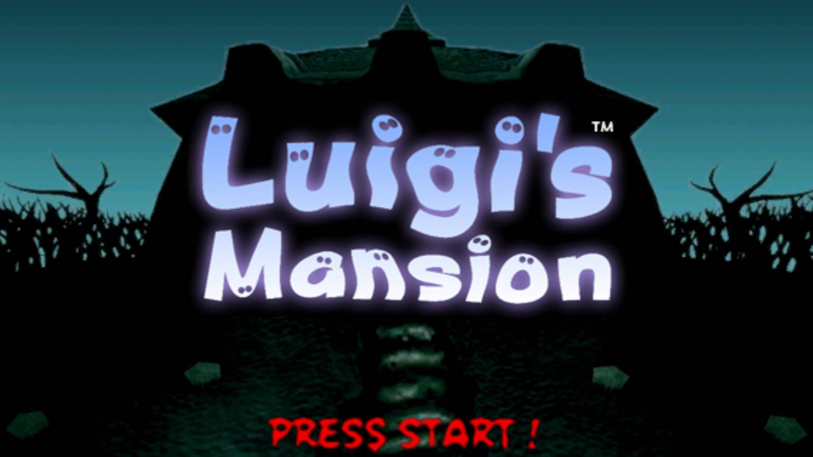 Luigi's Mansion start screen.