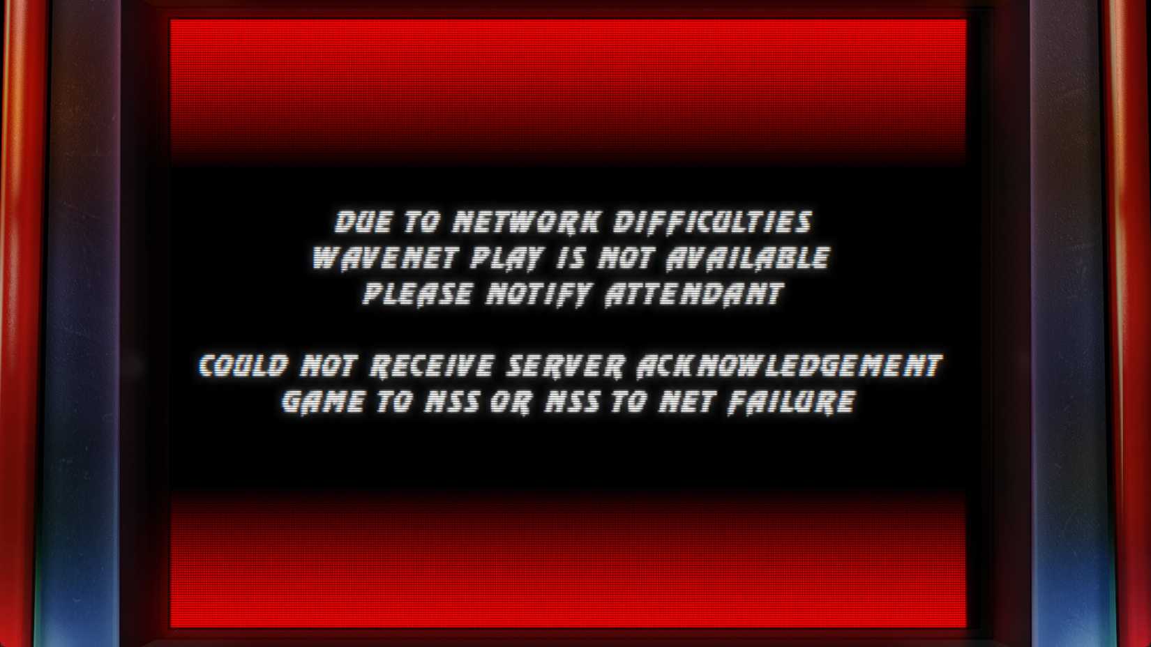 Error screen from UMK3 WaveNet Edition from Mortal Kombat: Legacy Kollection