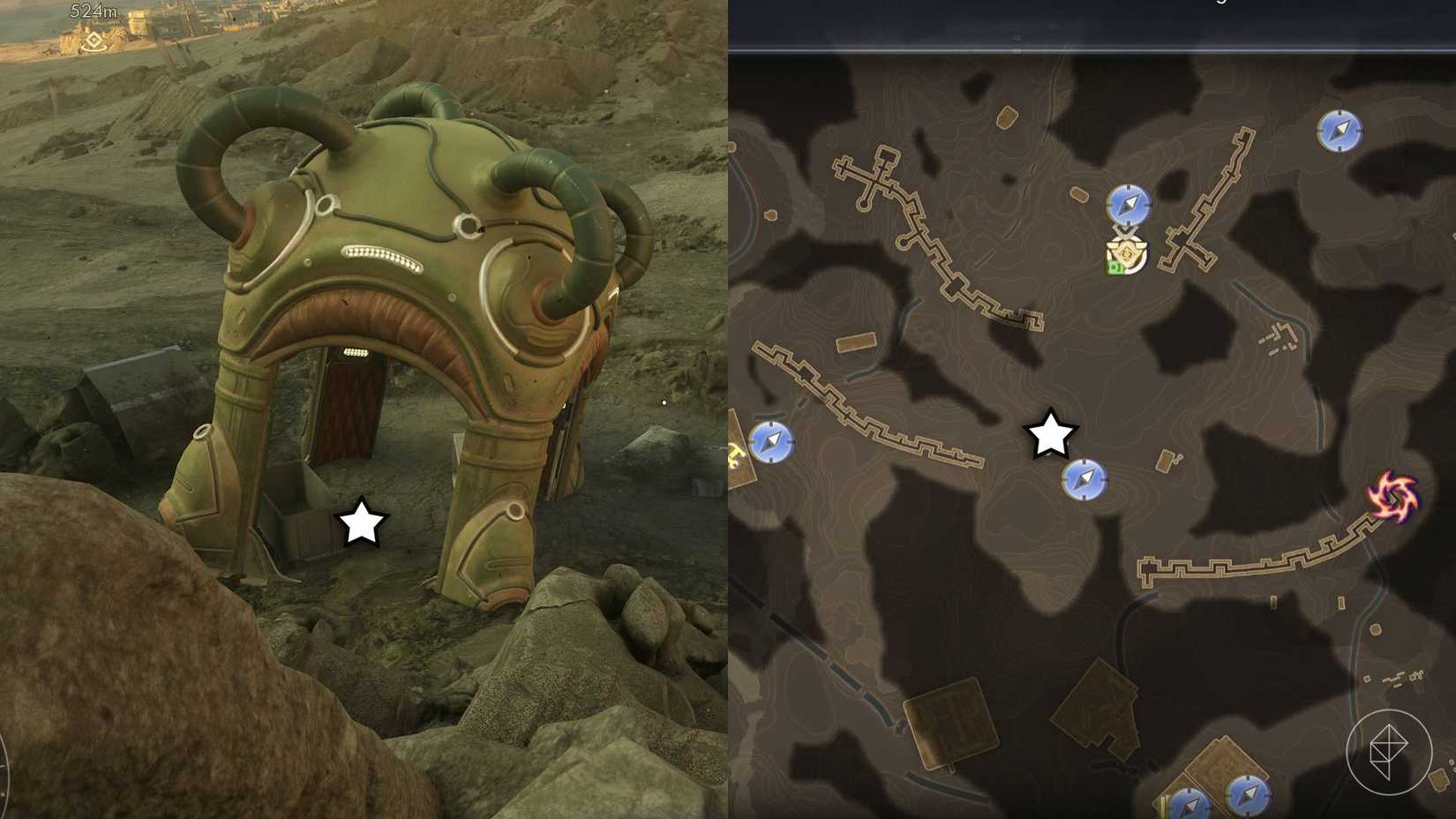 ตำแหน่งของรีลบีบอัด Scrapper's Den ใน Outer Worlds 2