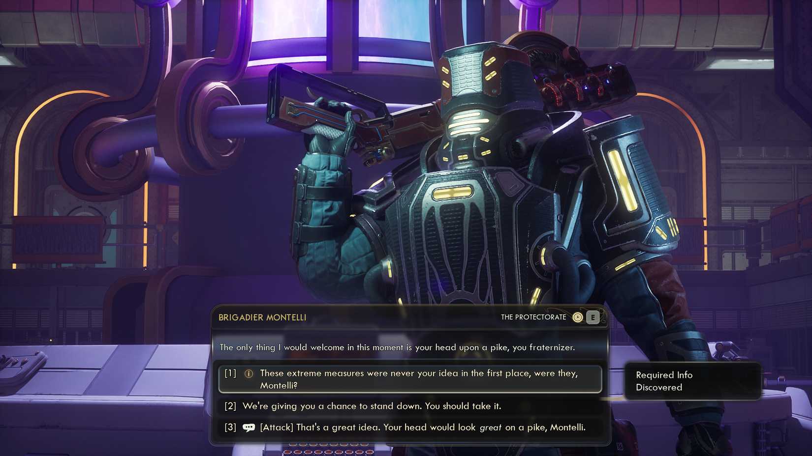 A primeira opção para salvar Montelli em Outer Worlds 2