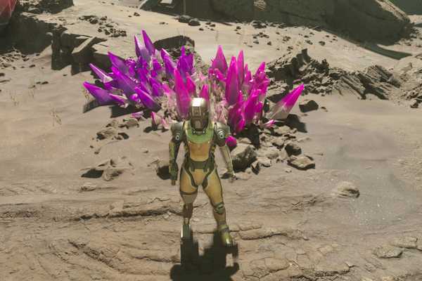 The player's character seen from a third-person perspective in The Outer Worlds 2.