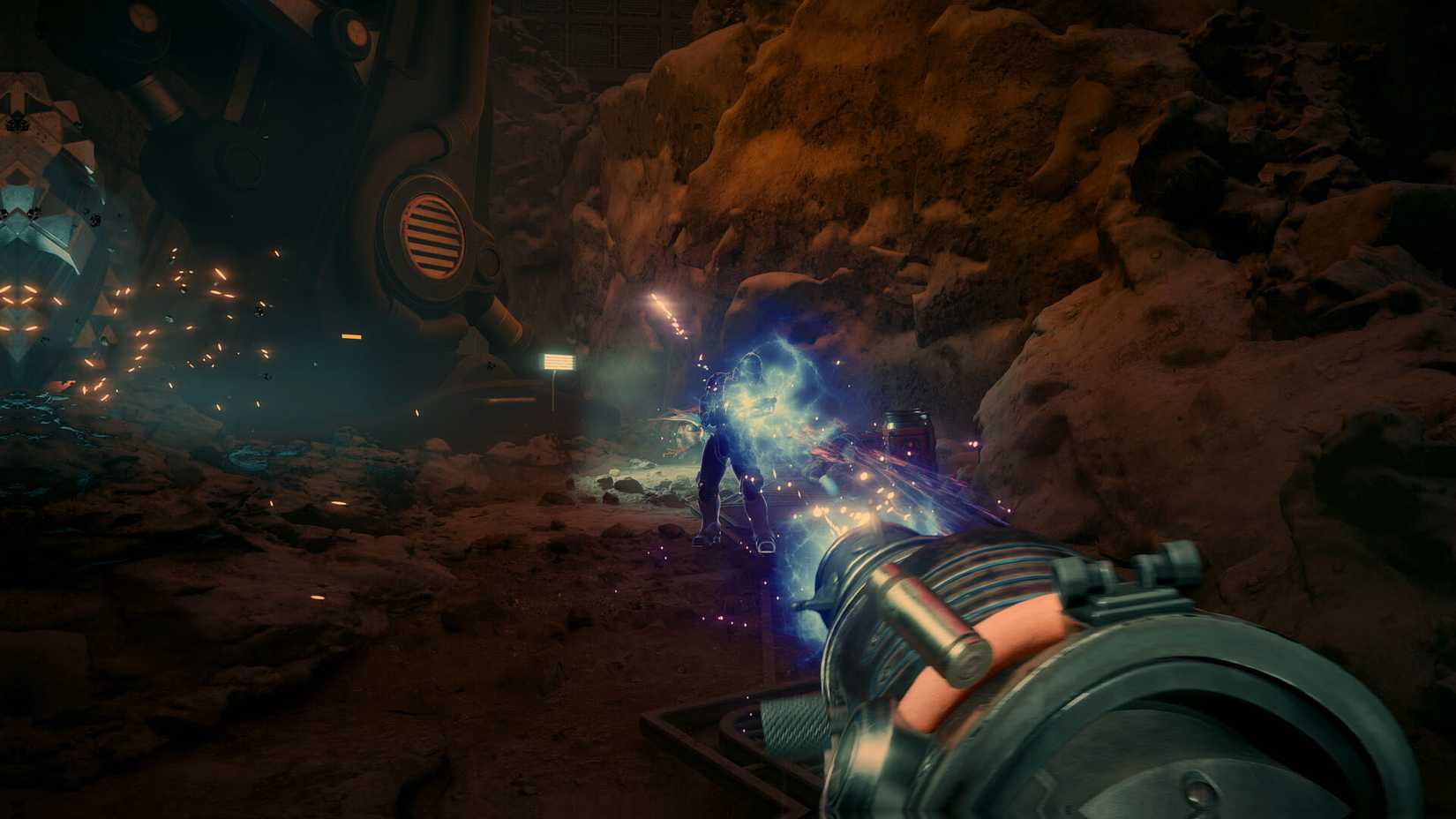 An official The Outer Worlds 2 screenshot showing the players using a plasm canon