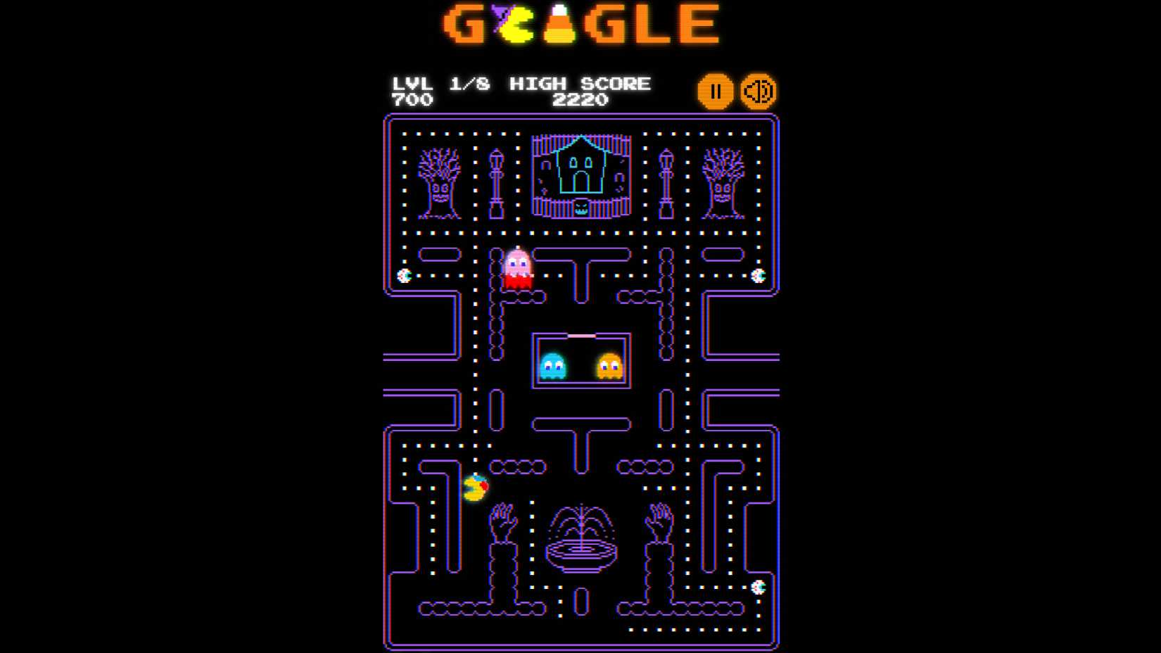 吃豆人:萬聖節 2025 版採用紫色和萬聖節美學。