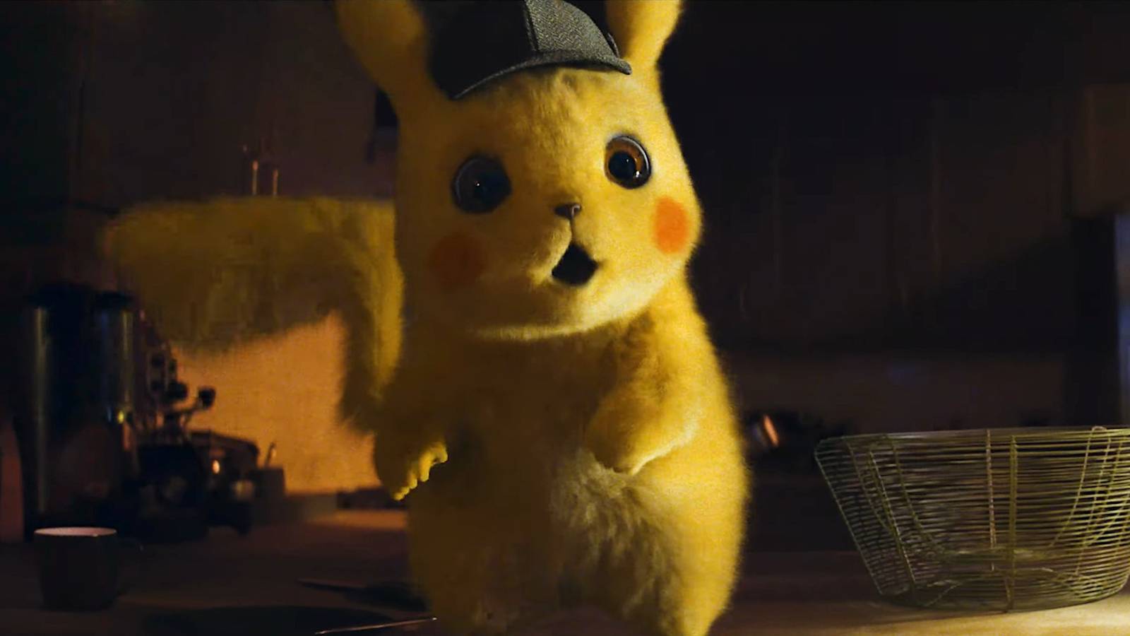 Shocked Pikachu still from the movie Pokémon Detective Pikachu