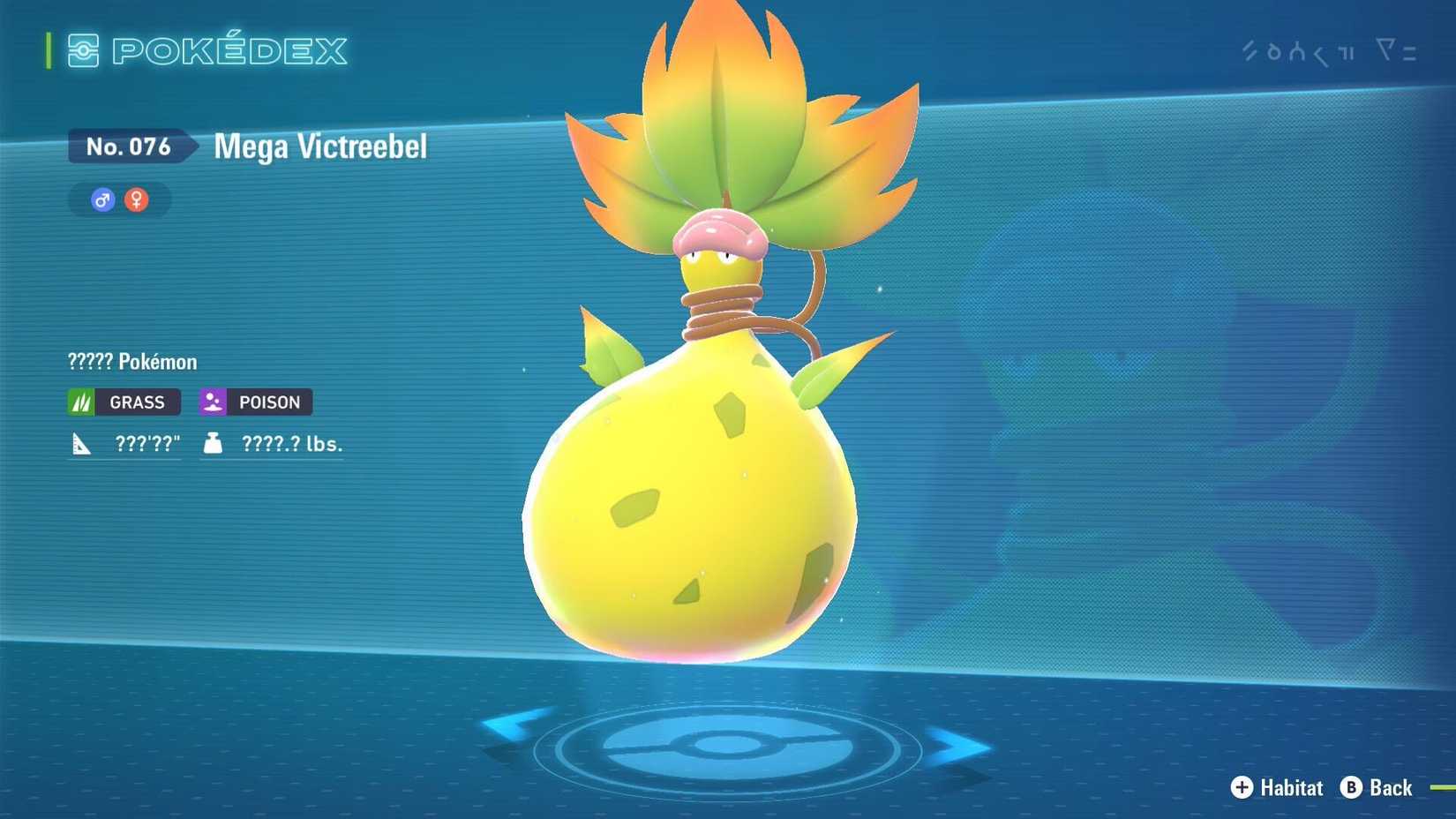 Mega Victreebel appears in the pokedex of Pokemon Legends: Z-A.