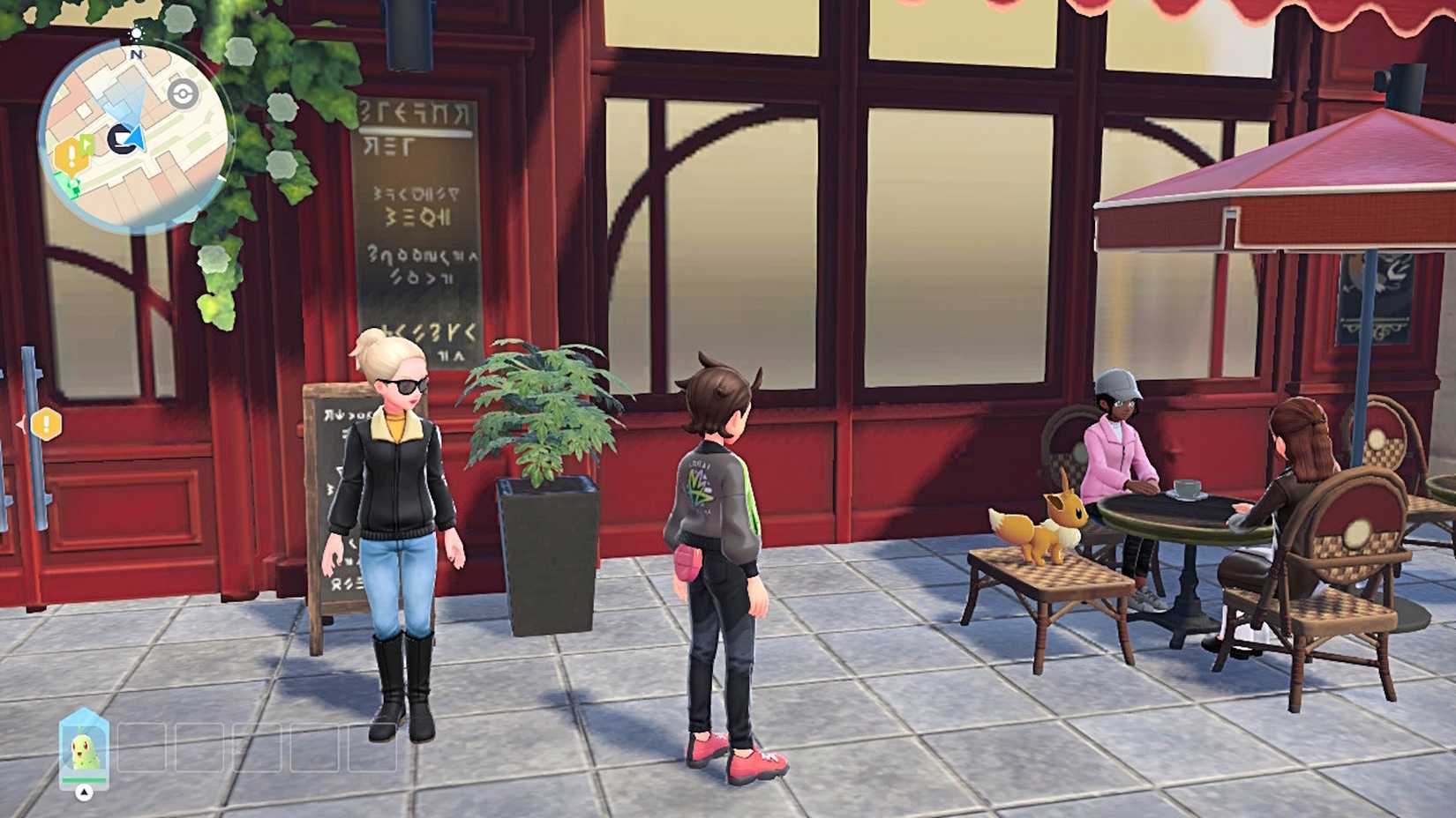 People at a cafe in Pokemon Legends Z-A