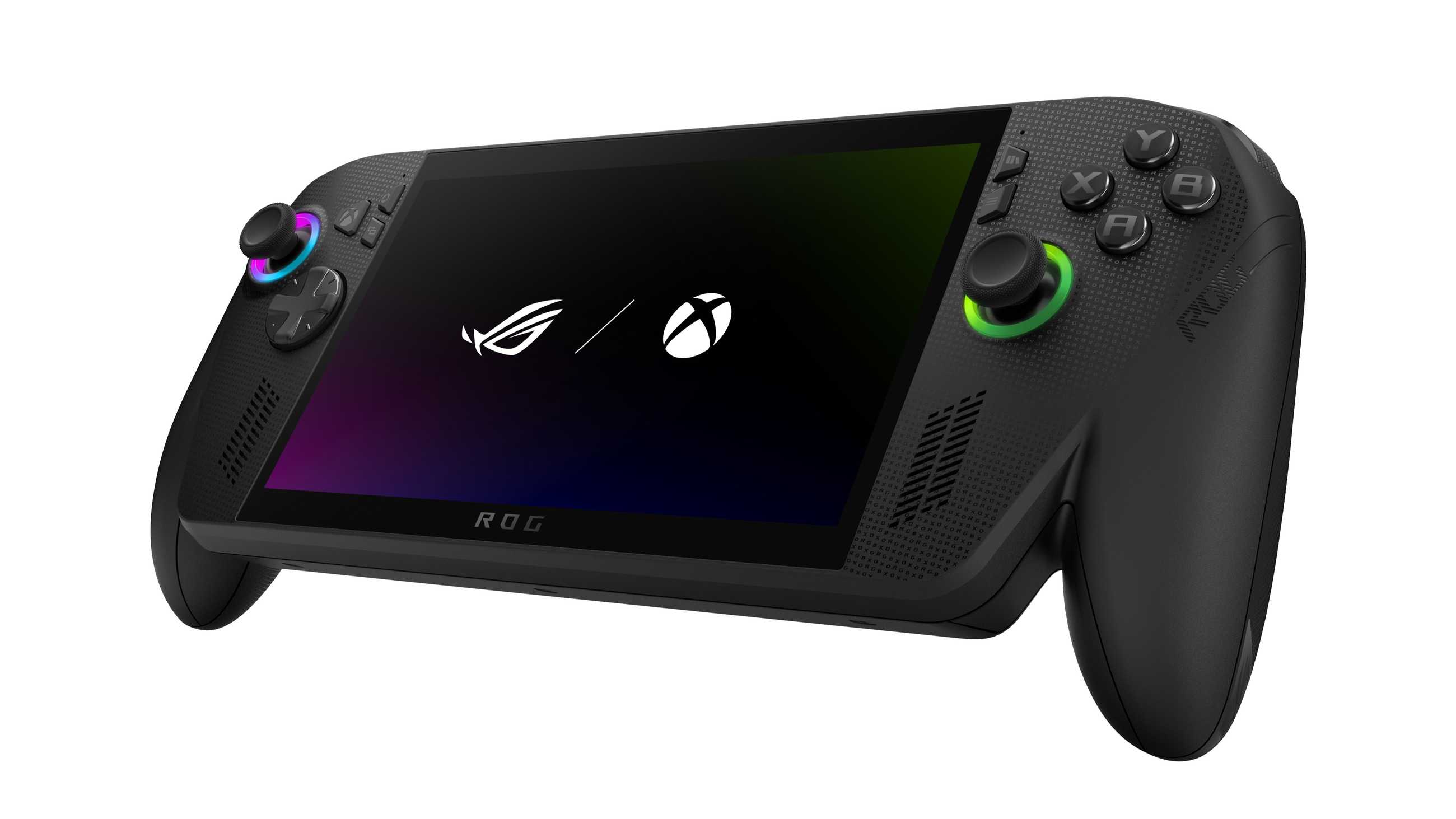 A ROG Xbox Ally X handheld console on a white background