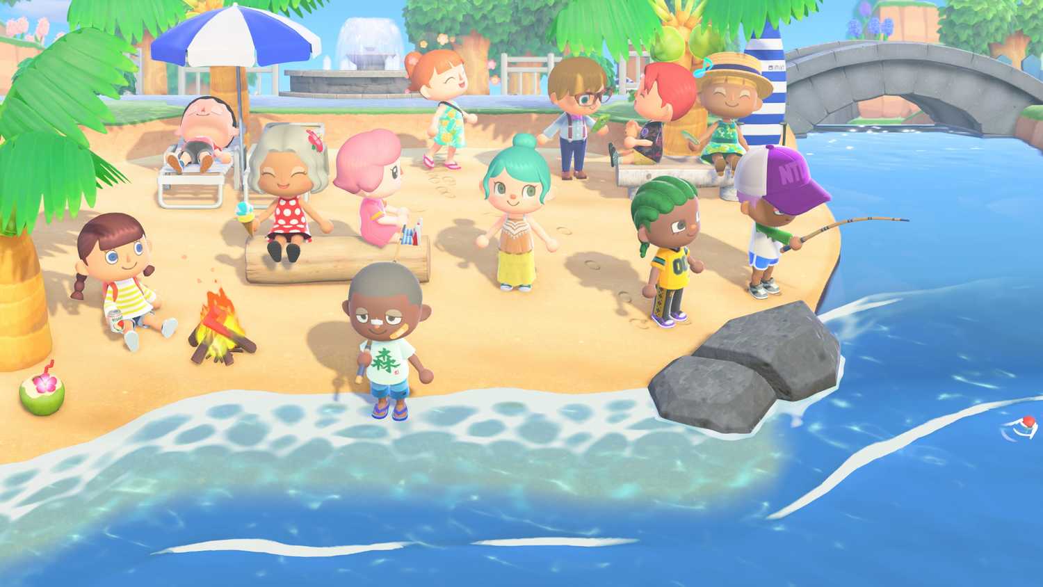 Animal Crossing: New Horizons — Switch 2 edition, 12-player scene