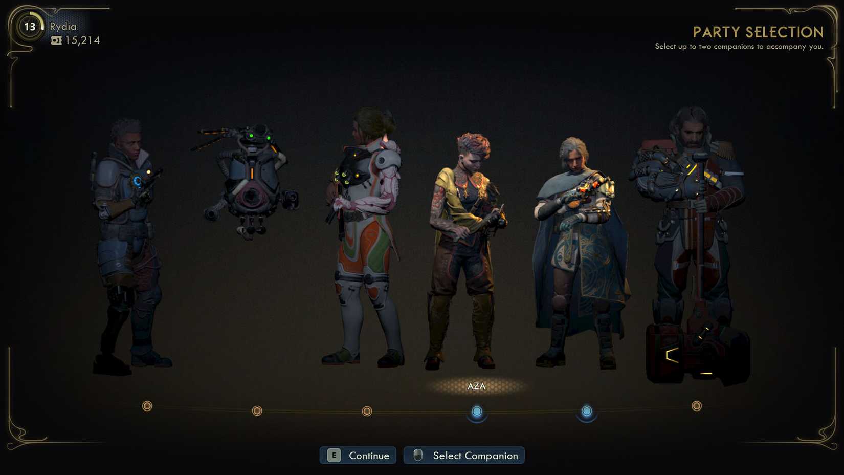 A The Outer Worlds 2 screenshot showing the party selection menu