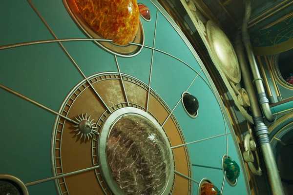 A The Outer Worlds 2 screenshot showing a mural with planets
