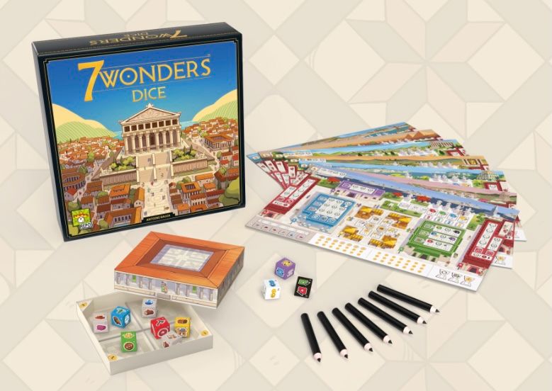 7 Wonders Dice Box and Components